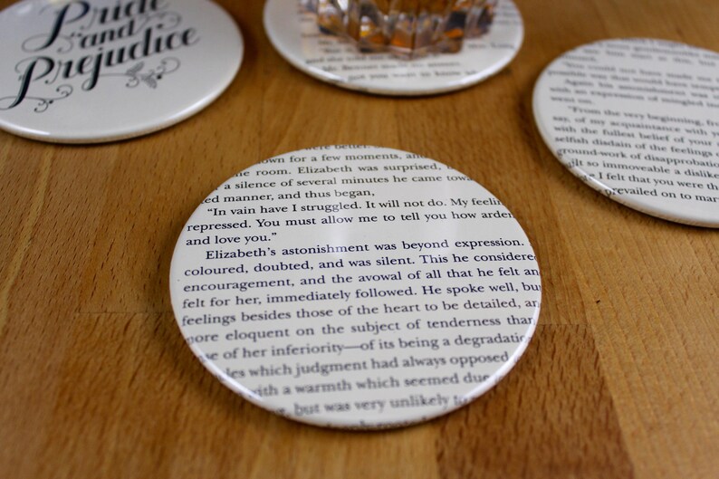 Pride and Prejudice Coaster Set made from recycled book pages image 7