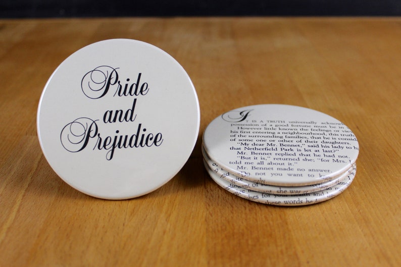 Pride and Prejudice Coaster Set made from recycled book pages image 2