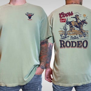 Comfort Colors® Rodeo Cowboy Graphic T-Shirt, Vintage Western Wear, Coors Banquet Beer Inspired Tee, Unisex Casual Apparel