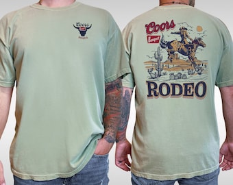 Comfort Colors® Rodeo Cowboy Graphic T-Shirt, Vintage Western Wear, Coors Banquet Beer Inspired Tee, Unisex Casual Apparel