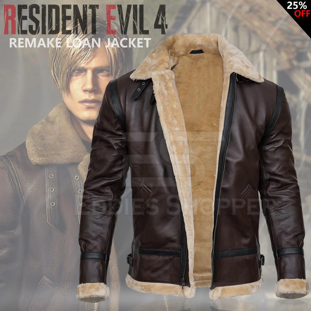 Resident Evil 4 Remake Leon Kennedy Leather Bomber Jacket Leon Kennedy 