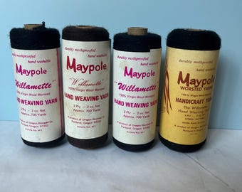 Handicraft Yarn 100% Virgin Wool Worsted. Maypole Worsted Yarns, made in Oregon USA. The Willamette Hand Weaving Yarn