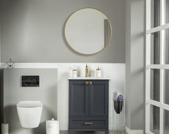 Dark Gray or White Color Freestanding Bathroom Vanities with Quartz Top and Sink