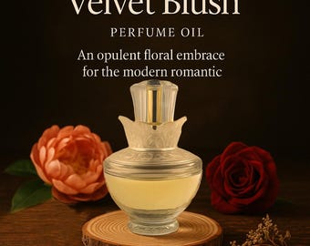 Aceite perfumado Velvet Blush – Aceite perfumado de peonía y osmanto, rosa sedosa, brillo de sándalo / Eau de Parfum / Sin químicos / Aceites puros / Hecho a mano