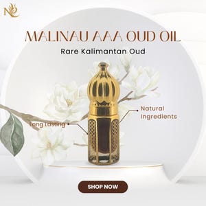 Malinau AAA Oud Oil – Rare Kalimantan Oud, Pure Essential Oil, Dehn Al Oud, Perfume Elixir, Natural Wood Oil, Gift for Him or Her