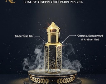 Sultan Oud Noir – Aceite de perfume verde de lujo / Ciprés, sándalo y oud árabe / Attar unisex de larga duración