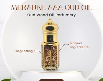 Merauke AAA Oud Oil – Czysty olejek eteryczny z oudu, naturalny olejek drzewny do perfum i aromaterapii, Dehn Oud, butelka prezentowa 1 ml/3 ml