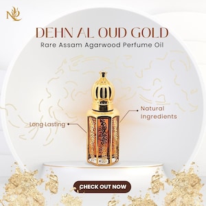 Dehn Al Oud Gold – Rare Assam Agarwood Oil, Smoky Sweet Oudh, Woody Amber | Pure Agarwood Oil | Unisex Pure Oil  | No Chemicals| Oud Oil