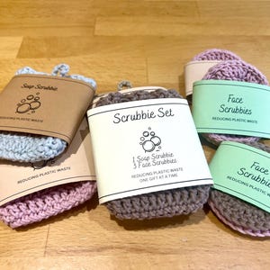 PRINTABLE Face Scrubbies Labels, Crochet Tags,  soap saver labels, Gift Wrap For Crochet,  Facial Rounds Wrap, scrubbies labels, scrubbies