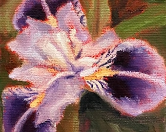 Small Purple Iris Oil Painting by Jennifer Greenfield