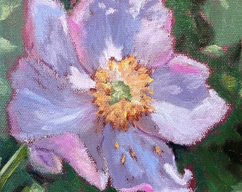 Pink Summertime Anemone Miniature Oil Painting by Jennifer Greenfield