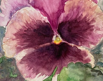 Original Pansy Watercolor Painting- Ready for my Closeup by Jennifer Greenfield