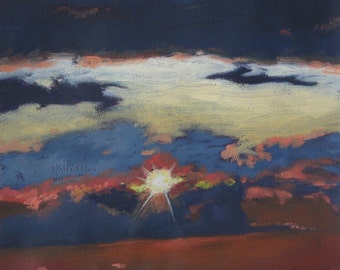 Flying Skies Original Oil Painting on Paper by Jennifer Greenfield