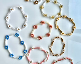 Beaded flower bracelets
