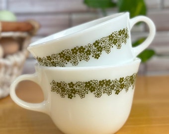 Vintage Corning Crazy Daisy Tea Cups - Set of 2 Retro Coffee Mugs