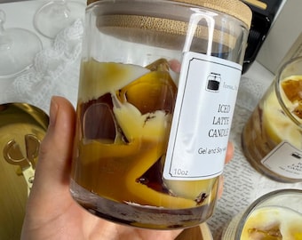 Iced coffee container candles from soy and gel wax with coffee fragrance