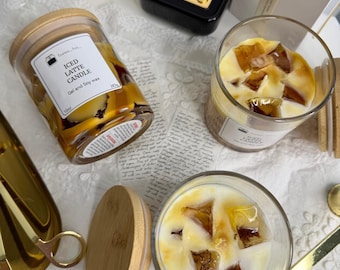 Iced coffee container candles from soy and gel wax with coffee fragrance