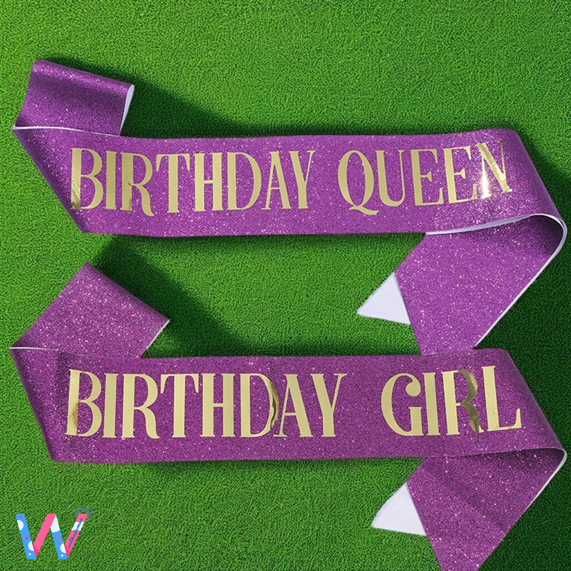 Happy Birthday Queen Girl Glitter Sash, Luxurious Birthday Sash, Party