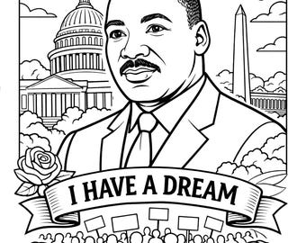 Página para colorear de Martin Luther King Jr. / Tengo un sueño / Imprimible del Mes de la Historia Afroamericana / Materiales didácticos / Materiales para la educación en casa