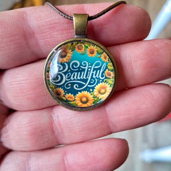 Awesome Beautiful Sunflower Charm Necklace