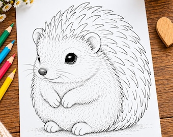 Niedliche Igel-Malvorlage zum Ausdrucken | Waldtier-Digitaldownload