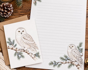 Weihnachts-Schreibset „Wintervogel“, 8 Karten, 8 Briefpapierbögen & 8 Aufkleber, Festliches Schreibset, Weihnachtsgeschenk, digitaler Download
