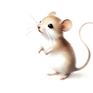 Adorable Watercolor Mouse Digital Art Print - Whimsical Wall Decor, cute mouse wall print, nursery decor, woodland creatures, mouse clipart