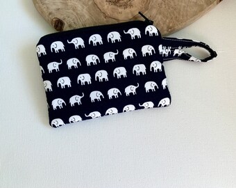 Mini Zipper Pouch, Essential oil bag,Black Elephant, earbud case, Roller Bottle Bag, Oil storage, edeenut, EO Storage, Roller bottle storage