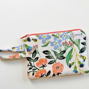 Mini Zipper pouch, PINK Floral, purse organizer, Coin purse, wallet, earbud pouch, business card holder edeenut, essential oil holder