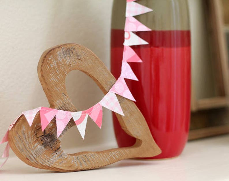 Pink Fabric Banner, Mini Bunting Spool / Ribbon for Wrapping Packages ...