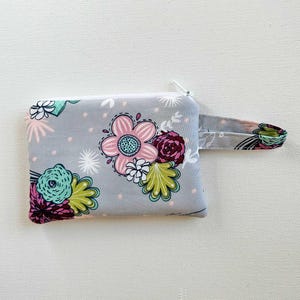 Mini bolsa con cremallera, diseño floral gris, organizador de carteras, monedero, billetera, estuche para auriculares, tarjetero edeennut, porta aceites esenciales