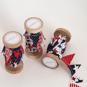 Banderines patrióticos para tartas, cinta de tela roja, blanca y azul. Adorno para tarta del 4 de julio. Decoración para bandejas con banderas, fiesta estadounidense, pancarta, diario bíblico.