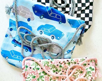 Toddler mini messenger bag, Kids purse, Tween cross body bag, Blue Cars fabric, Tween shoulder bag, Boys Pouch.