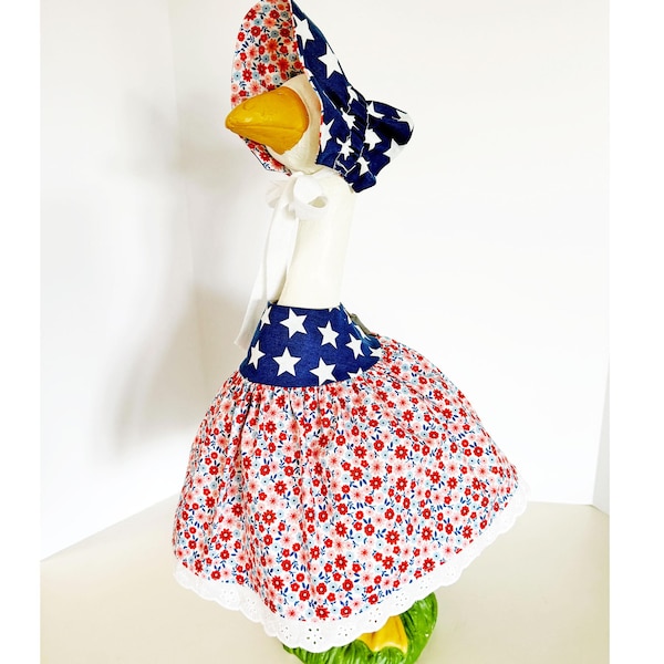 23-inch Daisy Goose-jurk en motorkap, digitaal naaipatroon, Yard Art. PDF. Mother Porch Goose-kleding, gegolfde rok.