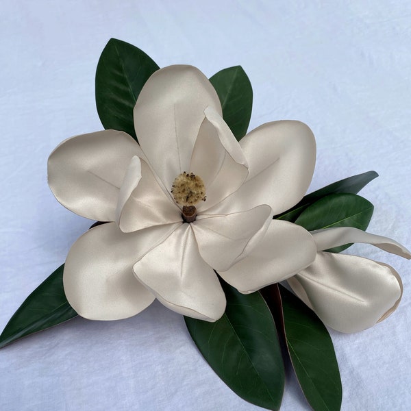 Magnolia, Magnolia Bloom, Artificial Flower, Floral Arrangement, Bridal Bouquet, Centerpiece, Dried Flower, Wedding Flower, Satin Flower,