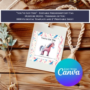 Étiquettes cadeaux Amitié modifiables - Notes pour entretenir votre vie - Épinglez la queue sur la piñata de l'âne - Étiquette de soutien émotionnel