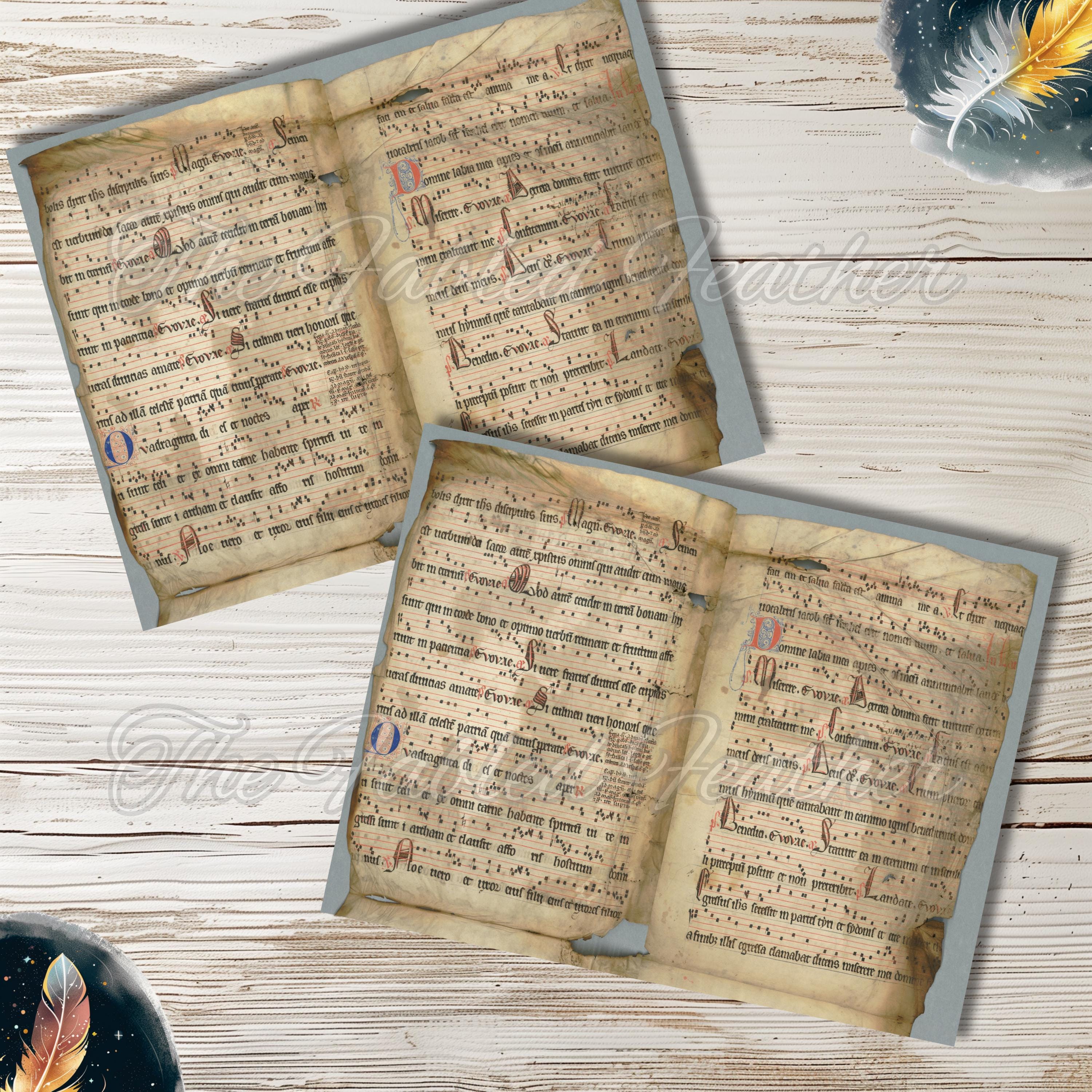 Printable Medieval Music Papers - 12 Half Page Historic Parchments for ...
