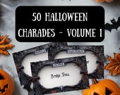 Halloween Charades Printable - Spooky Party Game or Ice Breaker Activity with Monster, Horror Set, Literature, and Superstition Categories