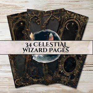 Kit de marcos para diario celestial gótico: 34 páginas con símbolos de magos celestiales (PDF, JPG)