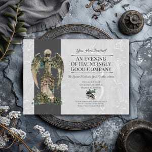 Editable Gothic Angel Invitation: Seance Party Template (Digital Download)