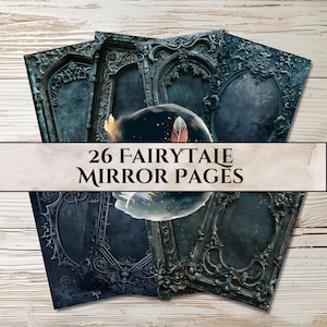 Dark Fairytale Mirror Frames: 26 Page Junk Journal Printable Kit (PDF, JPG)
