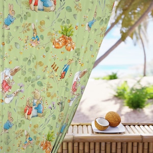 Charming Peter Rabbit Curtain, Enchanting Nursery & Home Decor, Nursery Window green Curtains baby decor, gender neutral nursery