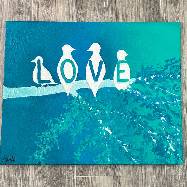 LOVEBIRDS Acrylic Painting on Canvas 24"x30"