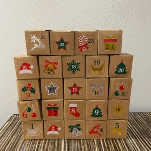 24pcs Christmas Advent Calendar Boxes Candy Box 24 Days Countdown Gift Boxes
