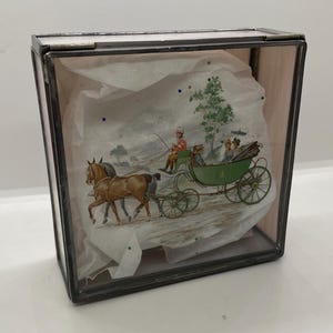 Beautiful Brutalist Style Metal Glass Mirror Jewelry Trinket Box Accessory Box