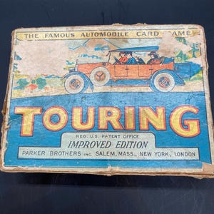 Vintage 1926 Parker Bros. AUTO-kaartspel 'Touring', compleet en origineel. Nostalgische games