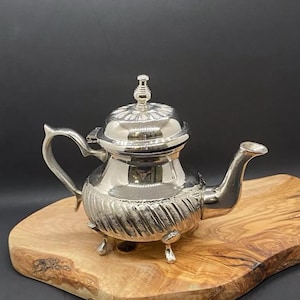 Vintage Moroccan Victorian Style Silverplate Footed Teapot