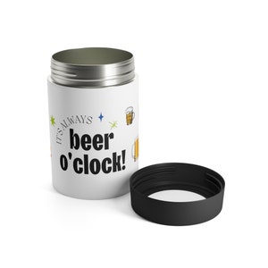 Unique Beer O&#39;Clock Can Holder - Beer Koozie Cooler for Parties & BBQs - Funny Insulated Sleeve - Gifts for Beer Lovers