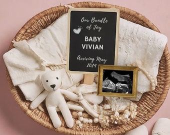 Baby Girl Pregnancy Announcement, Digital Baby Announcement, Girl Gender Reveal Social Media Reveal Editable Template, Gender Neutral.