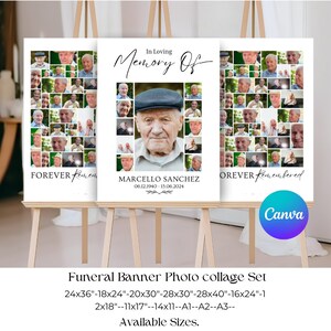 Funeral Welcome Sign Template, Funeral Photo Collage Sign Set Templates, Celebration of Life, In Loving Memory, Memorial Poster Size.